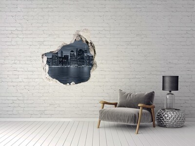 Hole in the wall decal View of the New York skyline at night