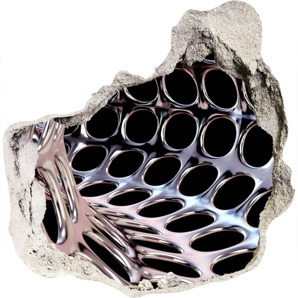 Hole in the wall sticker Metal mesh through a hole in the wall