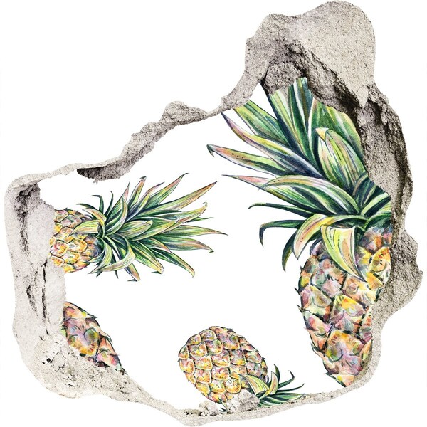 3D wall hole wallpaper Pineapple Paradise