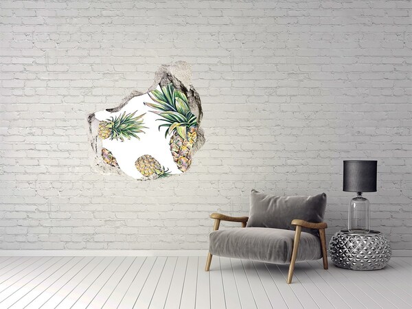 3D wall hole wallpaper Pineapple Paradise