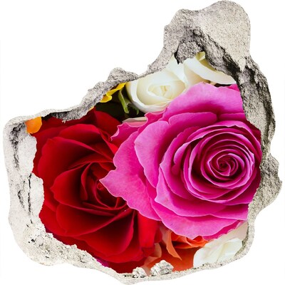 Hole in the wall decal Colorful roses