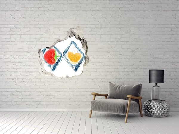 Hole in the wall decal Fruit in cubes