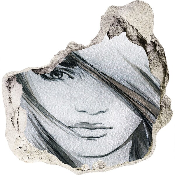 3D wall hole wallpaper Portrait of a woman