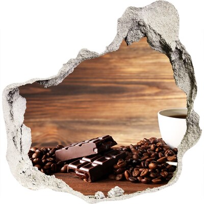 Hole in the wall sticker Coffee corner with chocolate