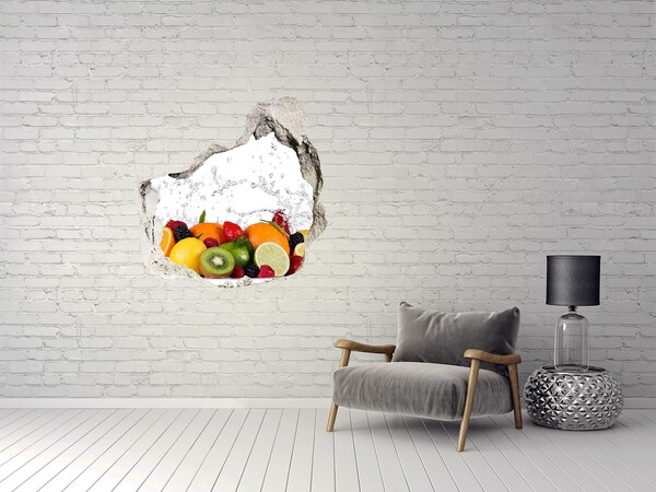 Hole in the wall decal Fresh fruit in a water explosion