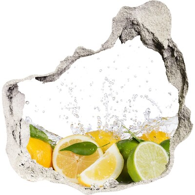 Hole in the wall sticker Fresh citrus fruits in water