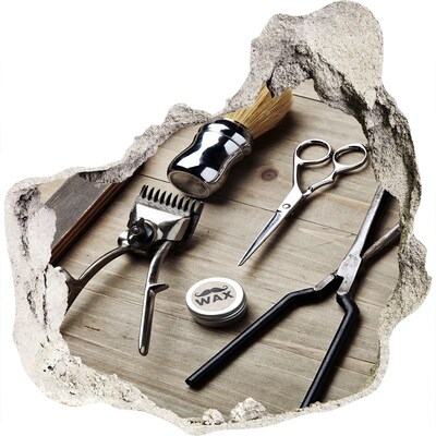 Hole wall sticker Hairdressing workshop