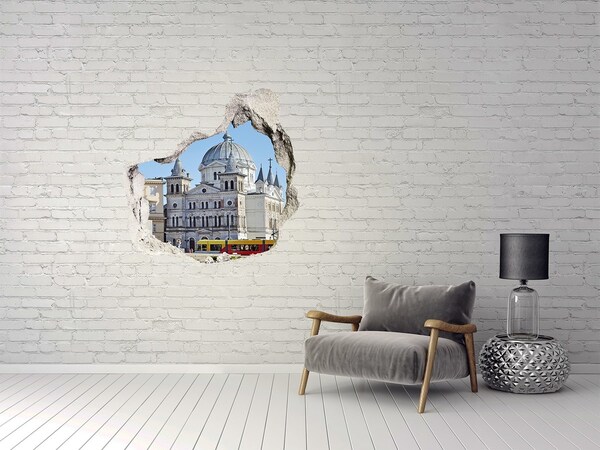 Hole wall sticker The historic cathedral in the city