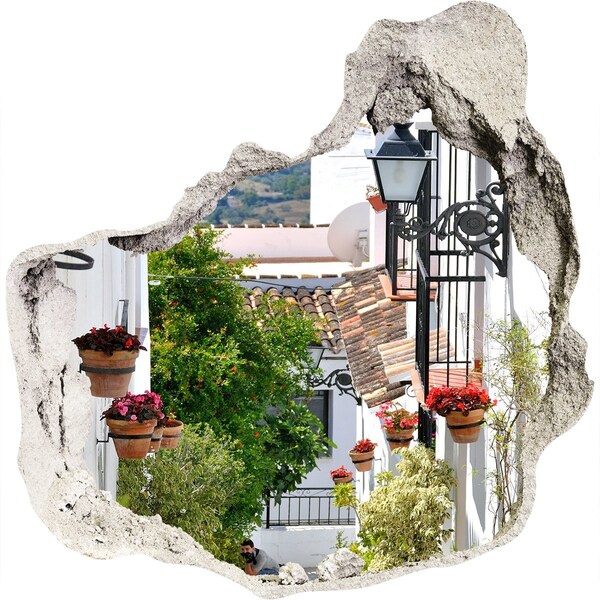 Hole wall sticker A charming street in a white village