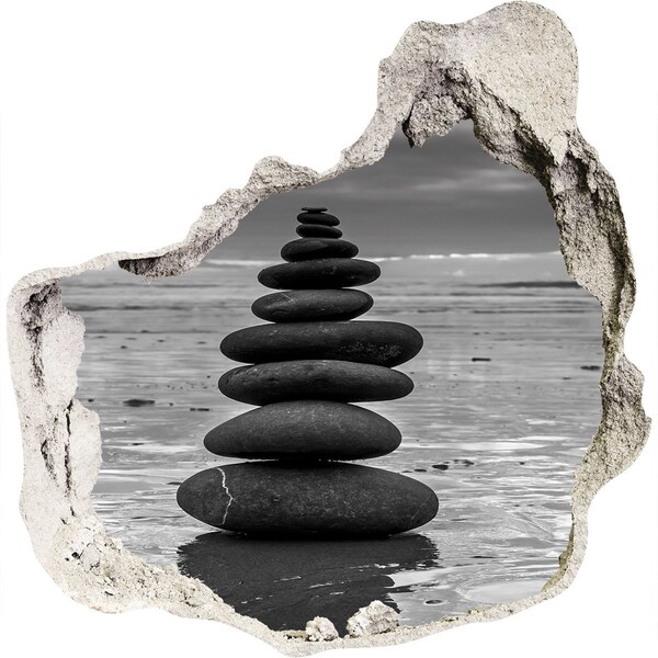 Hole wall sticker Stone towers on the beach