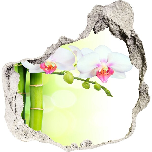 Hole wall sticker Orchid flowers in the bamboo garden