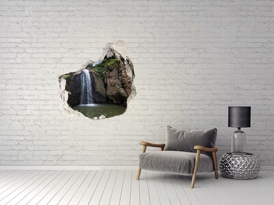 3D wall hole wallpaper Waterfall in Sardinia