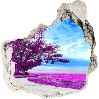 Hole wall sticker Landscape in purple tones