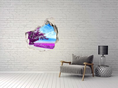 Hole wall sticker Landscape in purple tones