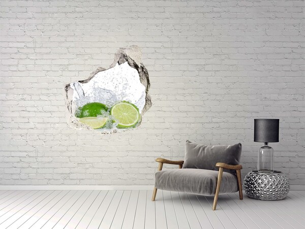 3D wall hole wallpaper Refreshing lemon cocktail