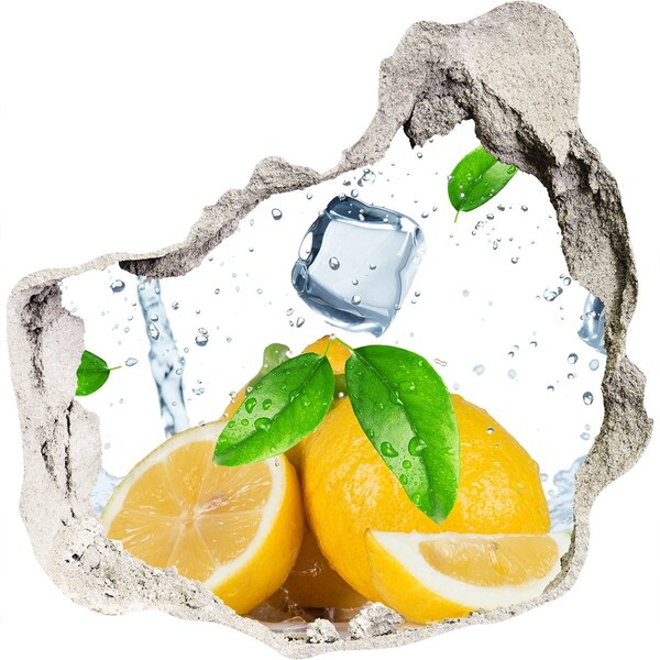 3D wall hole wallpaper Ice lemons