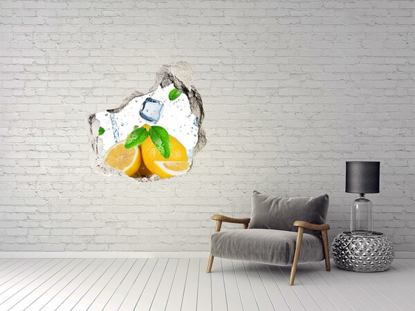 3D wall hole wallpaper Lemon refreshment