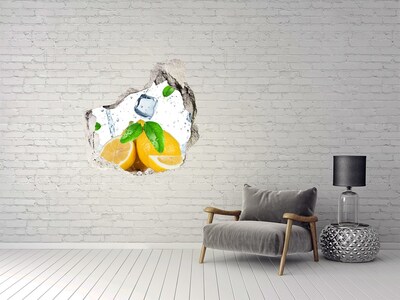 3D wall hole wallpaper Ice lemons