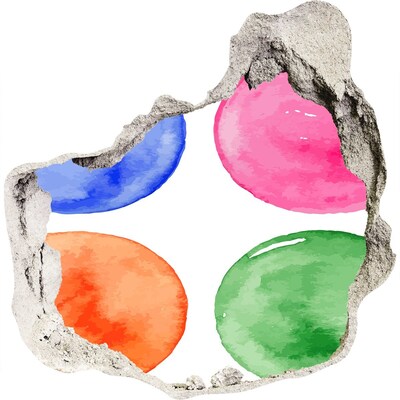 Hole wall sticker Colorful balls in a hole in the wall