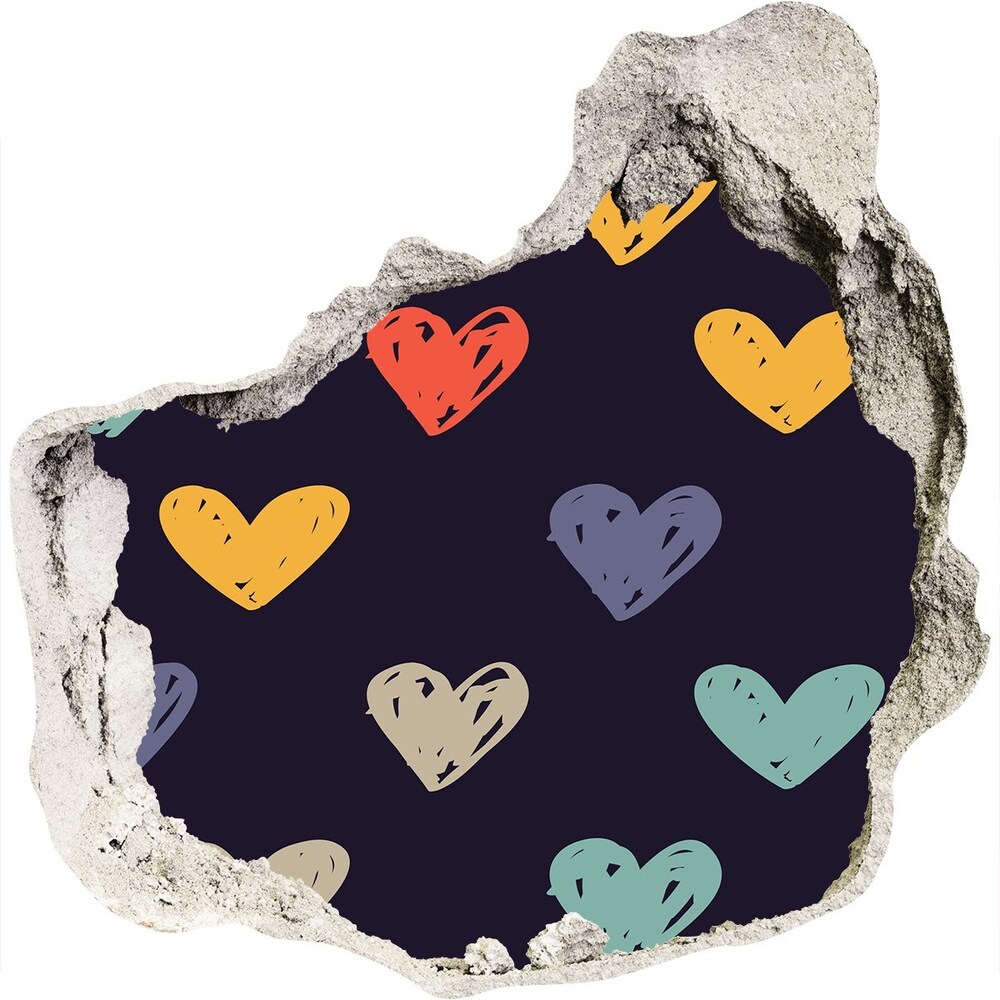 Hole wall sticker Colorful hearts