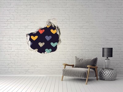 Hole wall sticker Colorful hearts