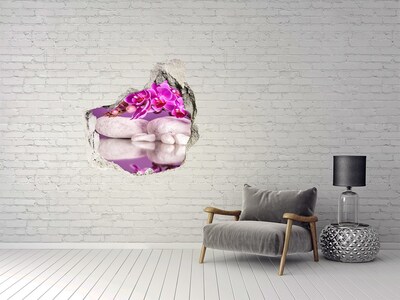 Hole in the wall decal Orchid on a background of stones