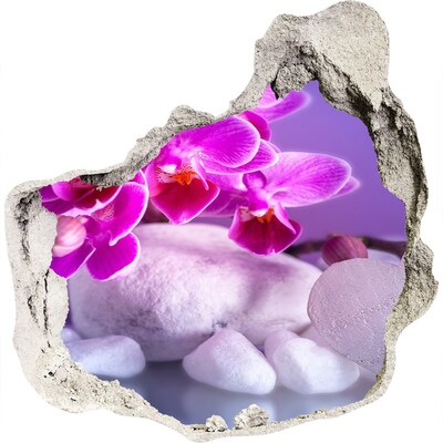 Hole in the wall decal Flower paradise with stones