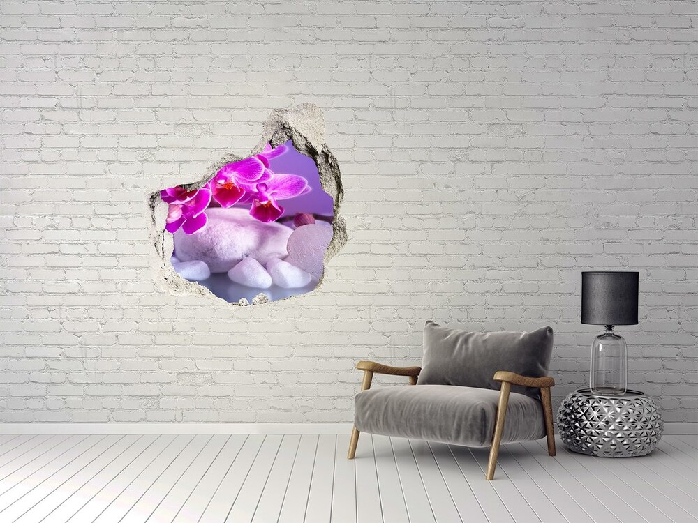 Hole in the wall decal Orchid and heart