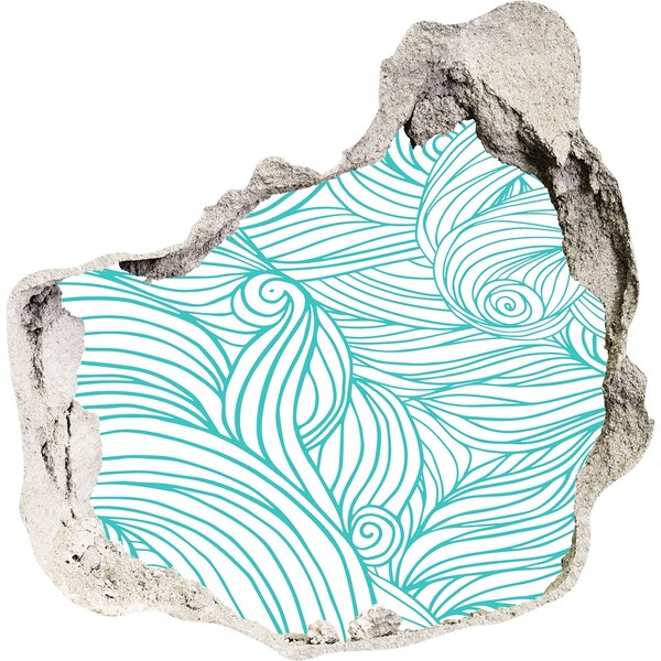 Hole in the wall decal Blue waves