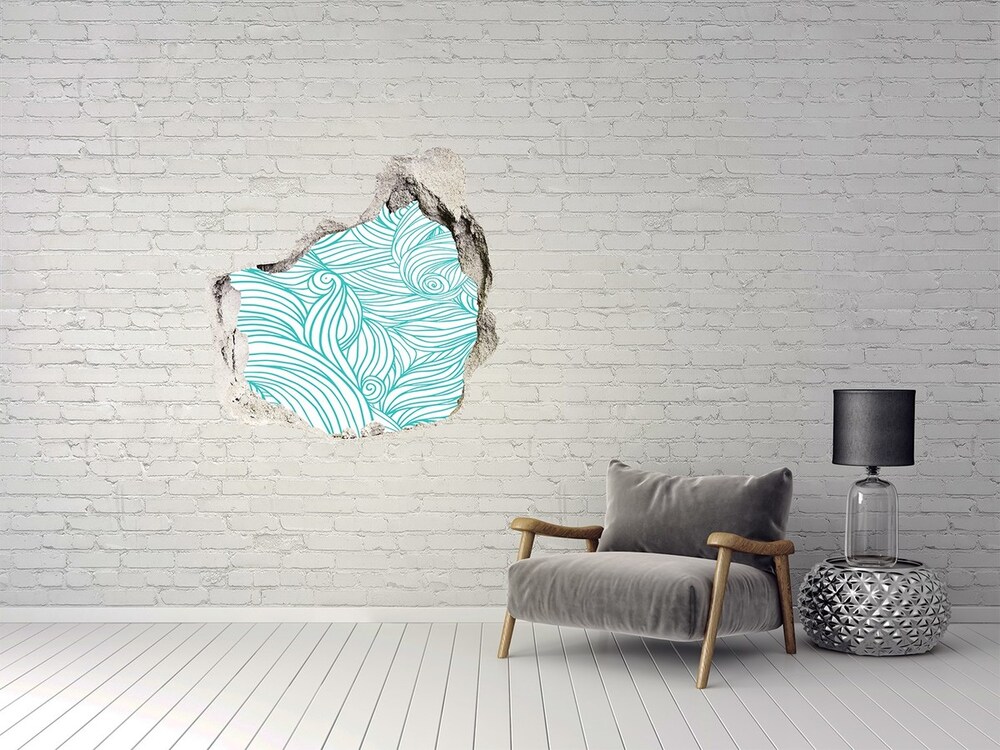 Hole in the wall decal Blue waves