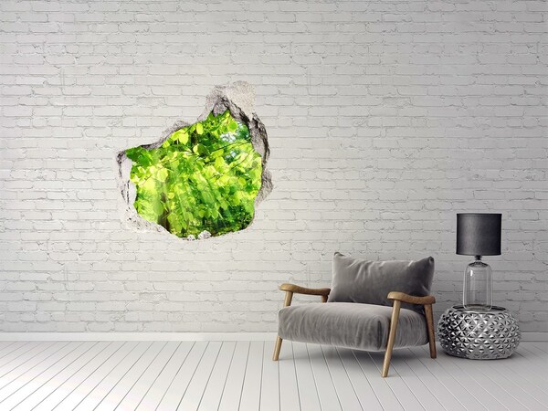 Hole in the wall decal Green forest in the sun's rays