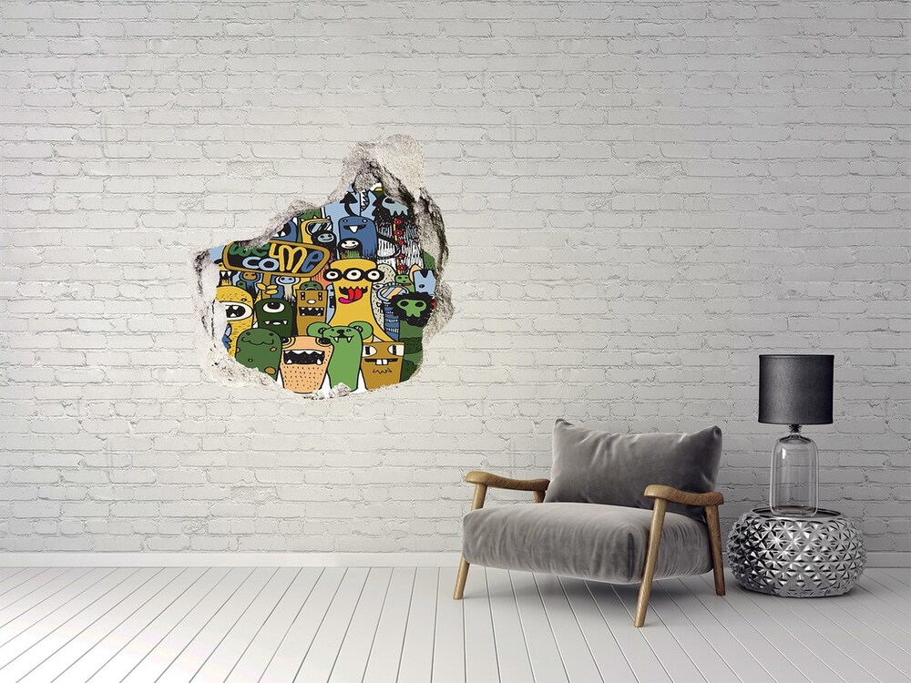 Hole in the wall sticker Crazy monsters