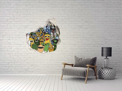 Hole in the wall sticker Crazy monsters