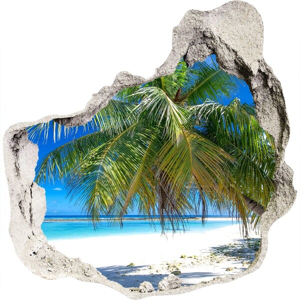 Hole in the wall decal Tropical beach with palm trees