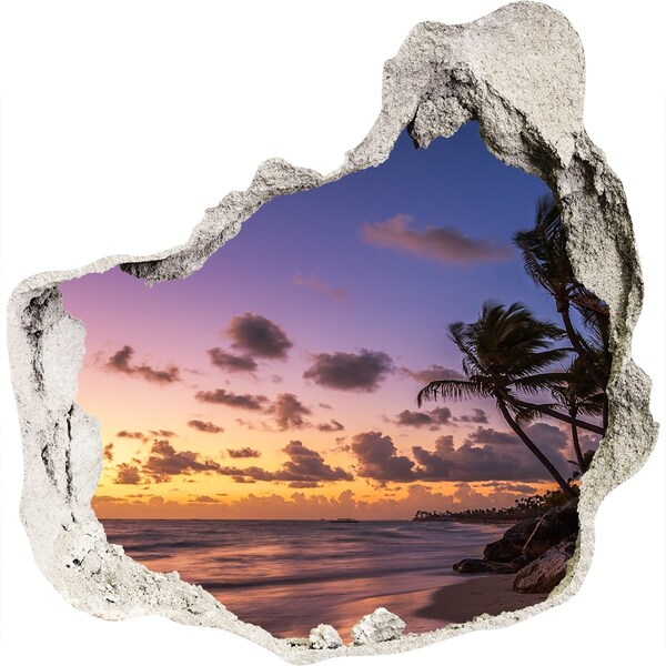 Hole in the wall sticker Sunset on the beach