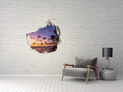 Hole in the wall sticker Sunset on the beach