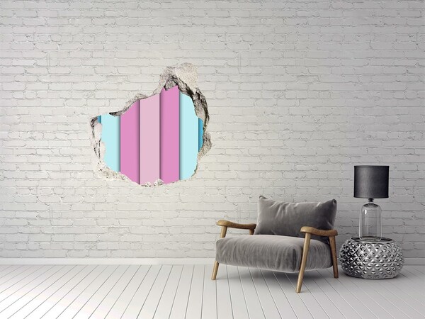 3D wall hole wallpaper Colorful stripes