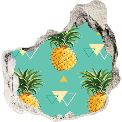 Hole in the wall sticker Pineapples on a turquoise background