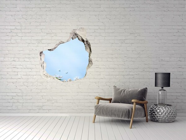 Hole in the wall decal Blue sky behind the ruined wall