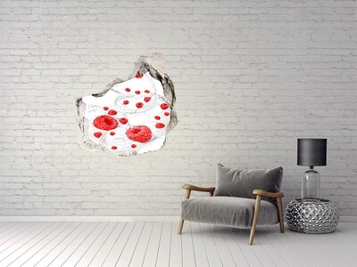 Hole in the wall decal Raspberries with milk