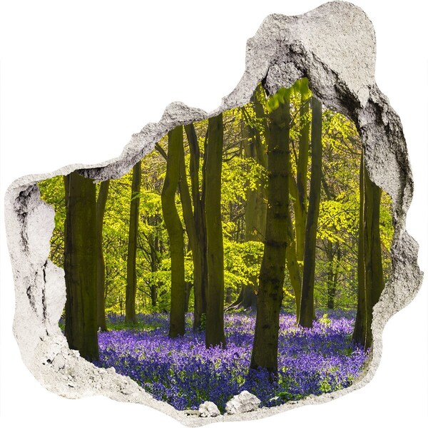 3D wall hole wallpaper Forest glade in spring