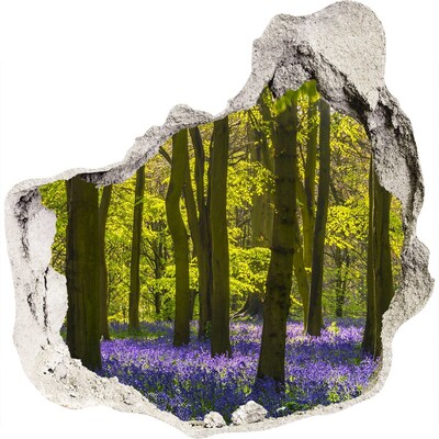 3D wall hole wallpaper Forest glade in spring
