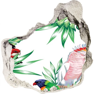Hole in the wall sticker Exotic jungle with birds