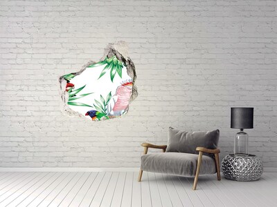 Hole in the wall sticker Exotic jungle with birds