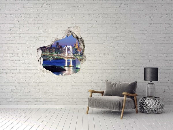 Hole in the wall decal Tokyo Bridge at Night