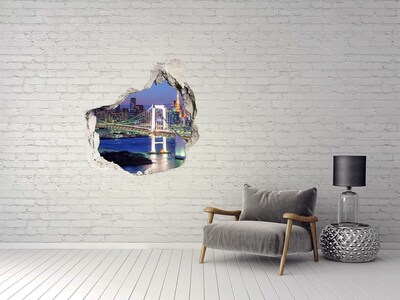 Hole in the wall decal Tokyo Bridge at Night