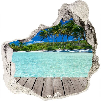 3D wall hole Tropical beach