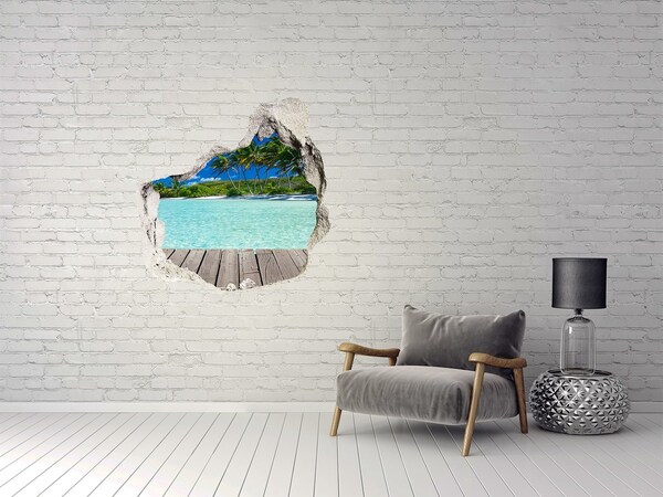 3D wall hole Tropical beach