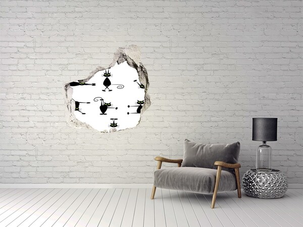 3D wall hole Cats illustration