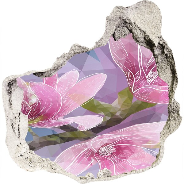 Hole wall sticker Magnolia flowers in a hole in the wall